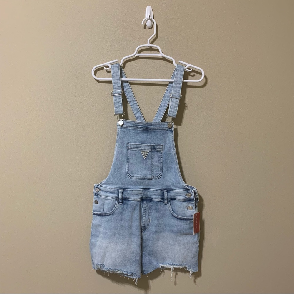 Guess Tawney Shortall Women's Blue Jean Short Overalls-Large NWT